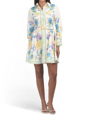 DALIA MACPHEE Long Sleeve Floral Mini Dress